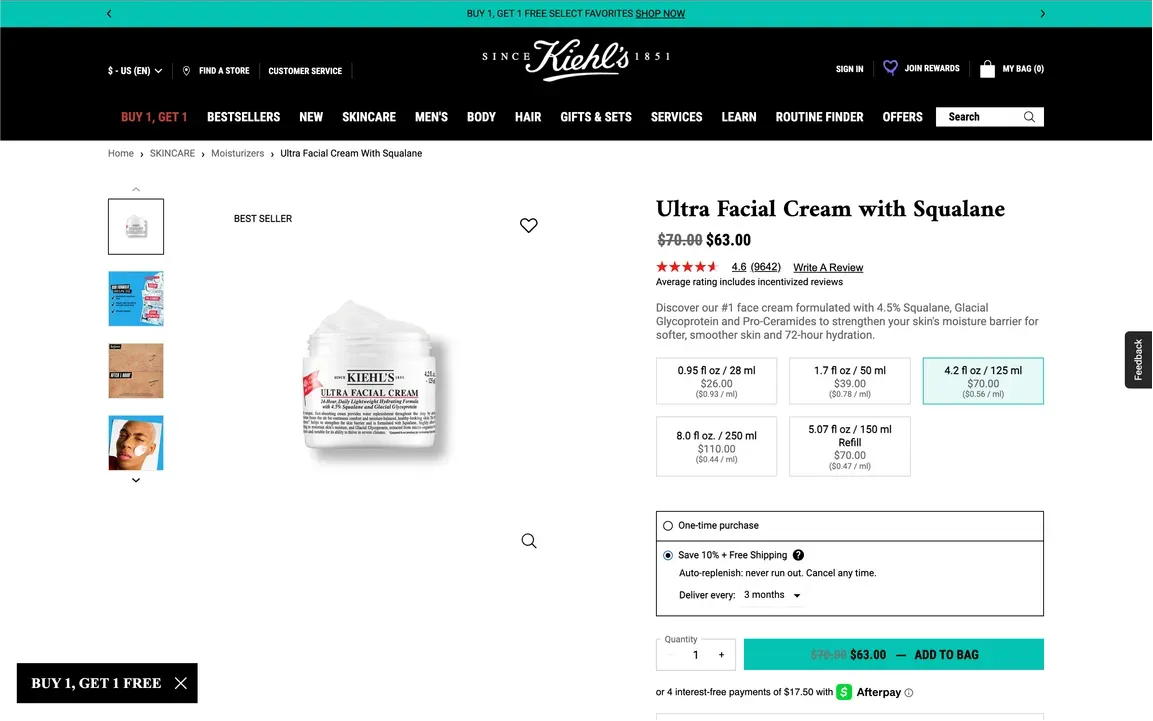 Kiehl's Auto-Replenishment
