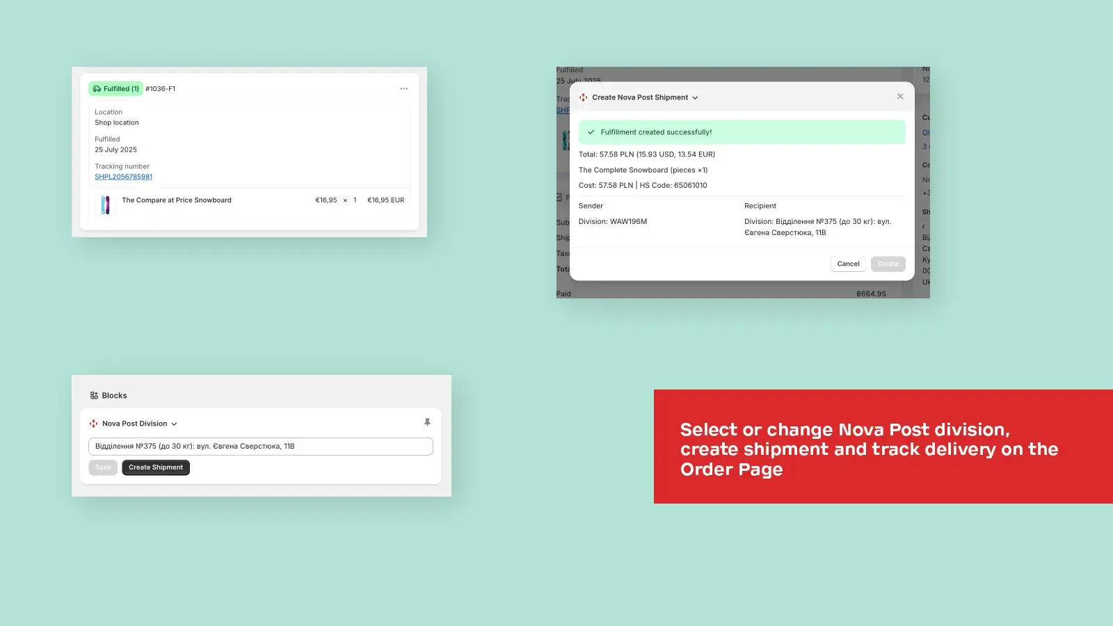 NOVA POST — створення відправлення