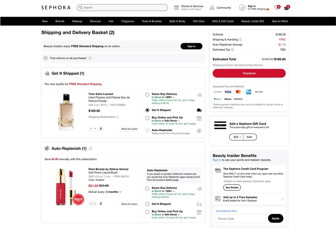 Sephora Auto-Replenish