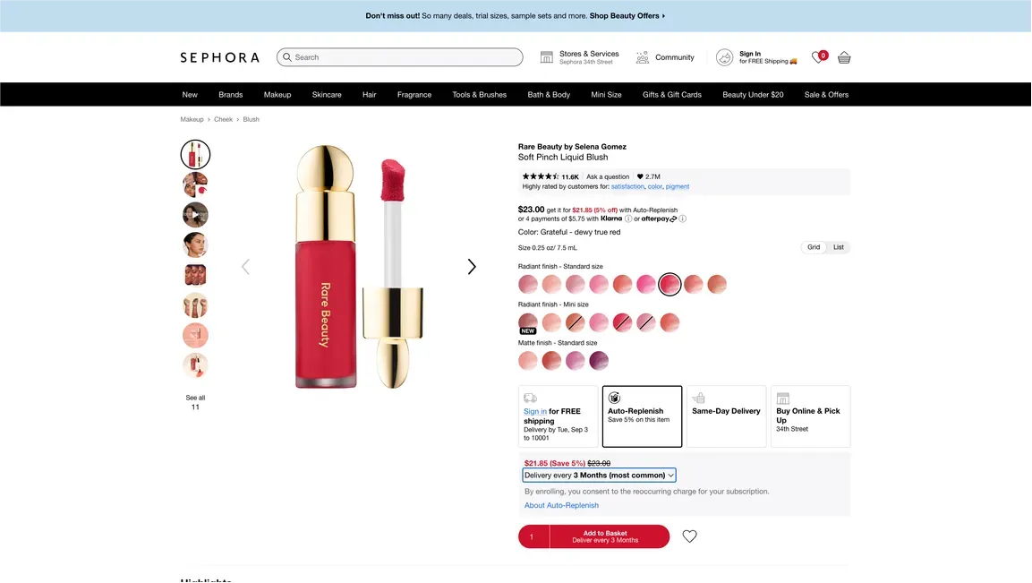 Sephora Auto-Replenish 