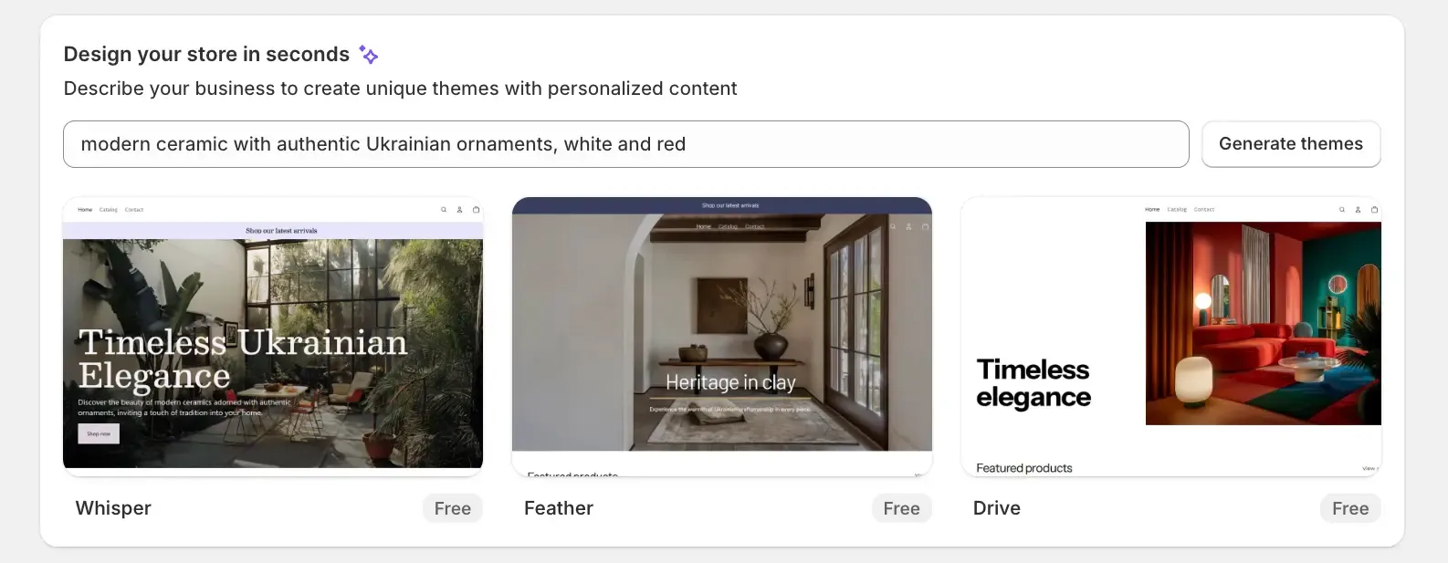 Shopify AI generated theme